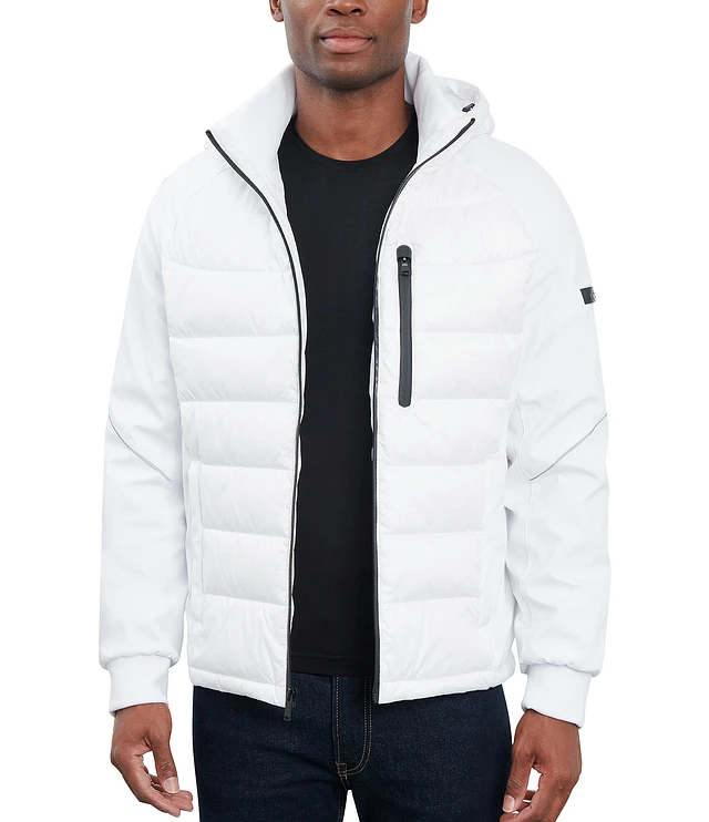 Michael kors mixed media hooded puffer coat clearance