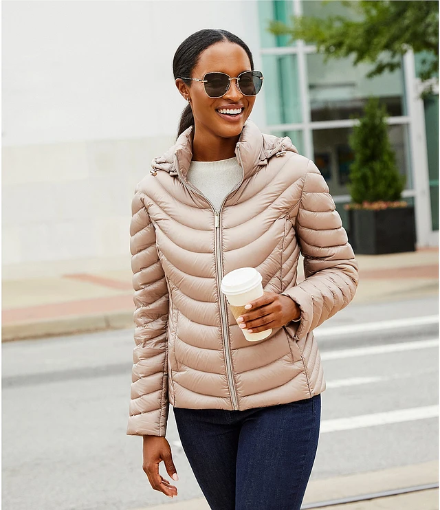 Michael kors hooded stand collar coat hot sale