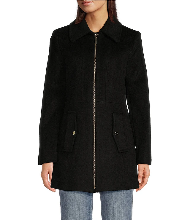 Michael kors zip front wool coat on sale
