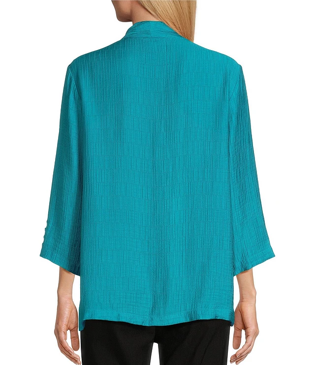 Multiples Jacquard Woven Solid Zebra Point Collar 3/4 Sleeve Multiples Jacquard Woven Solid Zebra Point Collar 3/4 Sleeve