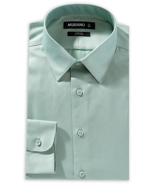 Murano Slim-Fit Point Collar Solid Sateen Dress Shirt at