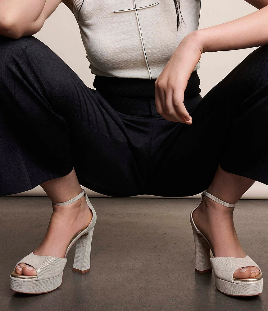 Naturalizer 27 EDIT Delphie Metallic Leather Ankle Strap Platform