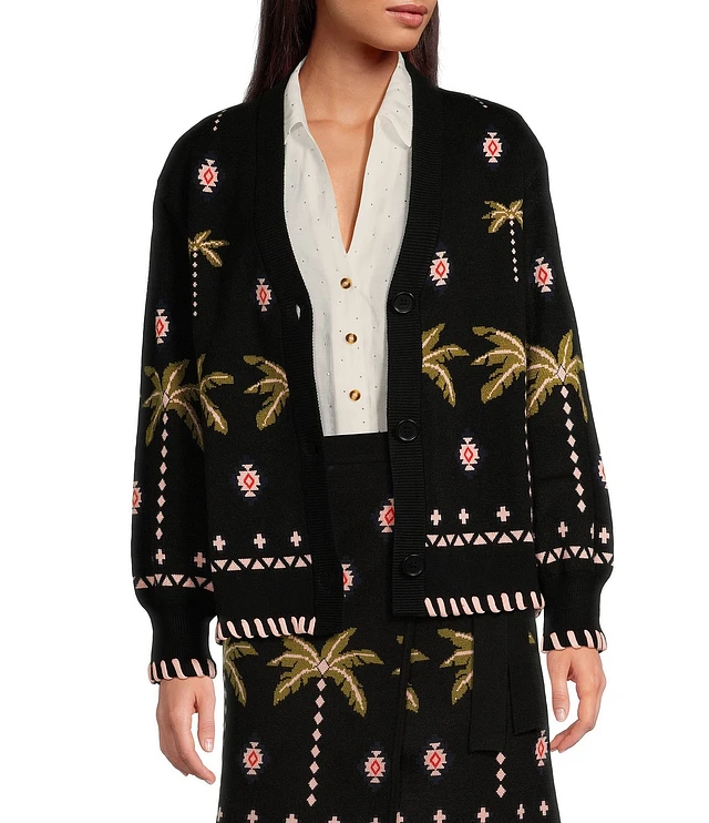Never Fully Dressed Midnight Havana Print V-Neck Long Sleeve Never Fully Dressed Midnight Havana Print V-Neck Long Sleeve