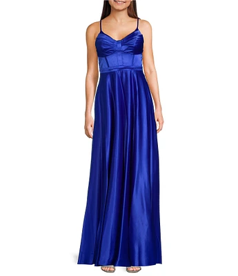 LaDivine 7469 V-Neck Slit Skirt Dress - MadameBridal.com
