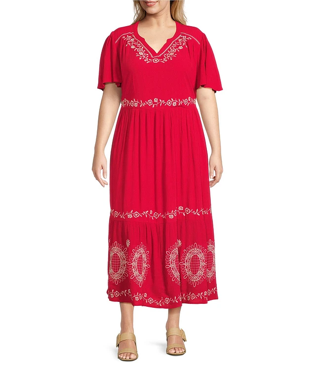 パーティードレス Lyndsy Flutter Sleeve Cutout Embroidered Maxi Dress Lyndsy Flutter Sleeve Cutout Embroidered Maxi Dress TFQ66E25