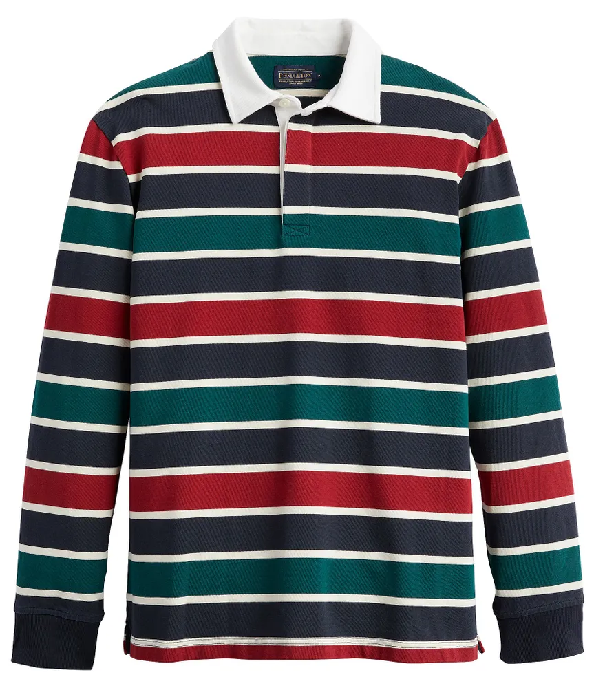 Pendleton Decker Rugby Stripe Multi-Color Long Sleeve Polo