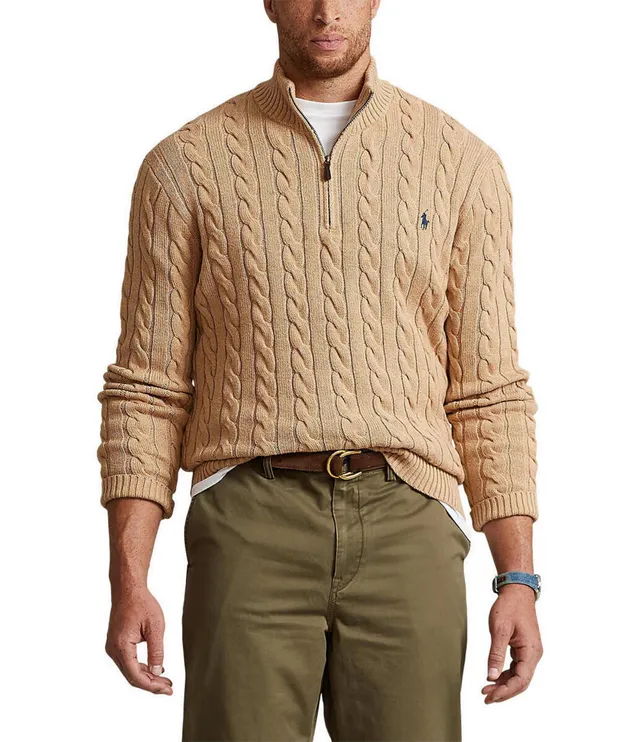 Compare Polo Ralph Lauren Big & Tall Cable Knit Cotton Quarter-Zip