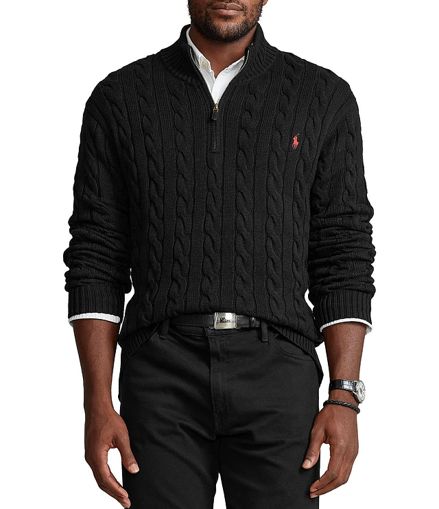 トップス POLO RALPH LAUREN Compare Polo Ralph Lauren Big & Tall Cable Knit Cotton Quarter-Zip