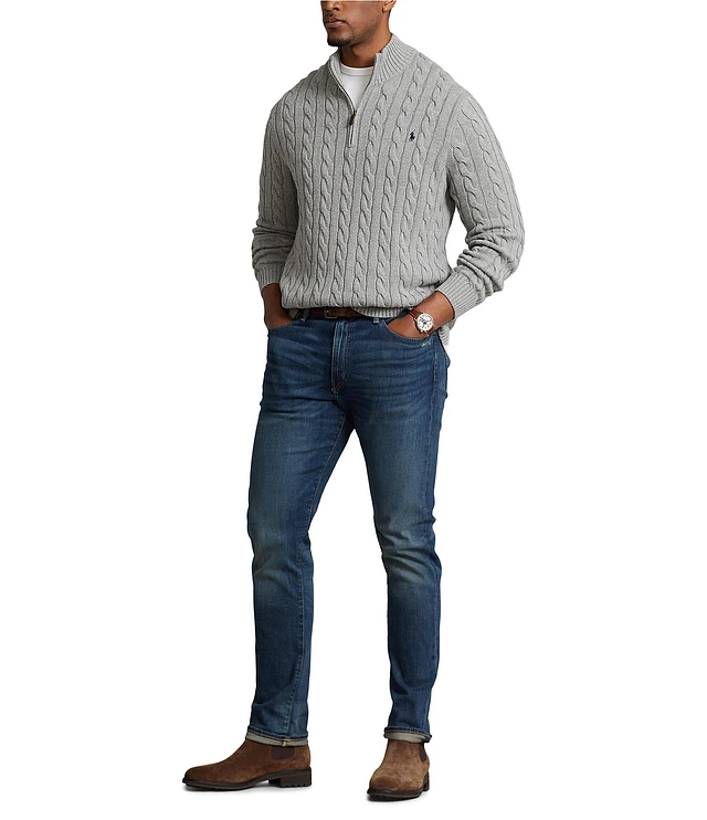 Compare Polo Ralph Lauren Big & Tall Cable Knit Cotton Quarter-Zip