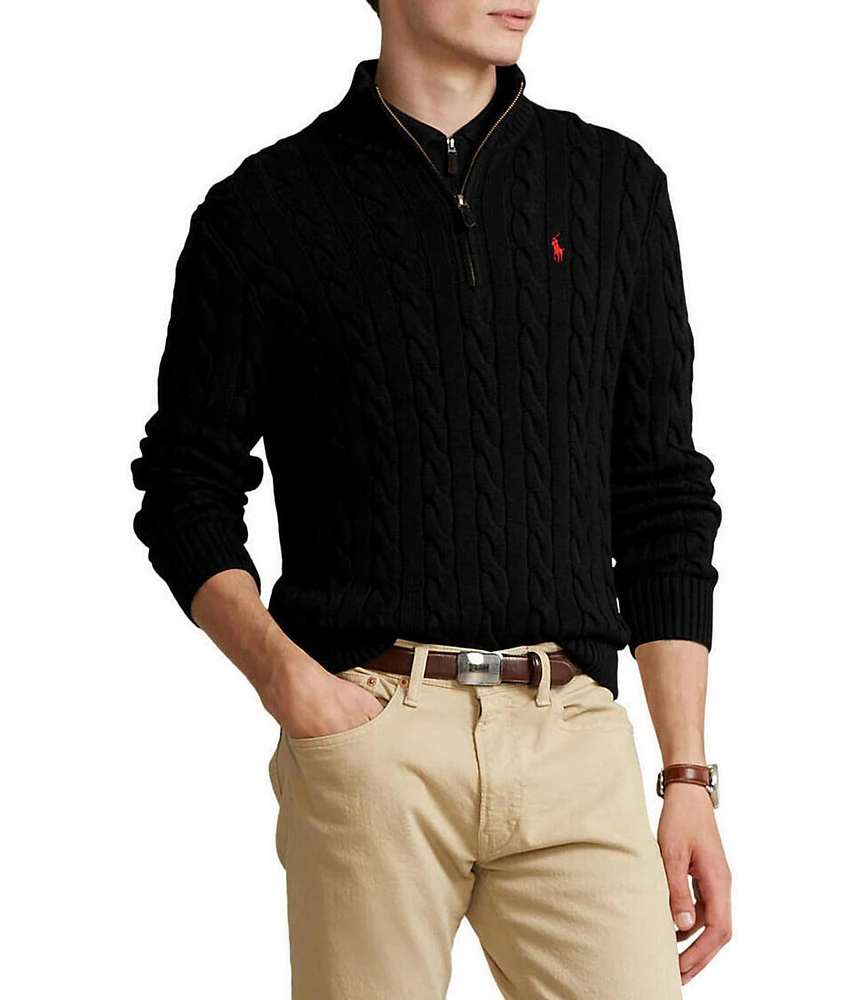 Polo Ralph Lauren Cable Knit Cotton Quarter-Zip Sweater Polo Ralph Lauren Cable Knit Cotton Quarter-Zip Sweater