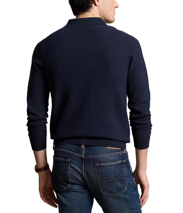Polo Ralph Lauren Long Sleeve Mesh-Knit Sweater Polo Shirt