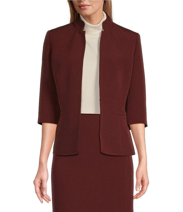 Preston & York Elsa Stretch Crepe 3/4 Sleeve Mandarin Collar