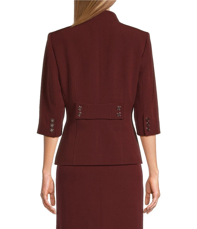Preston & York Elsa Stretch Crepe 3/4 Sleeve Mandarin Collar