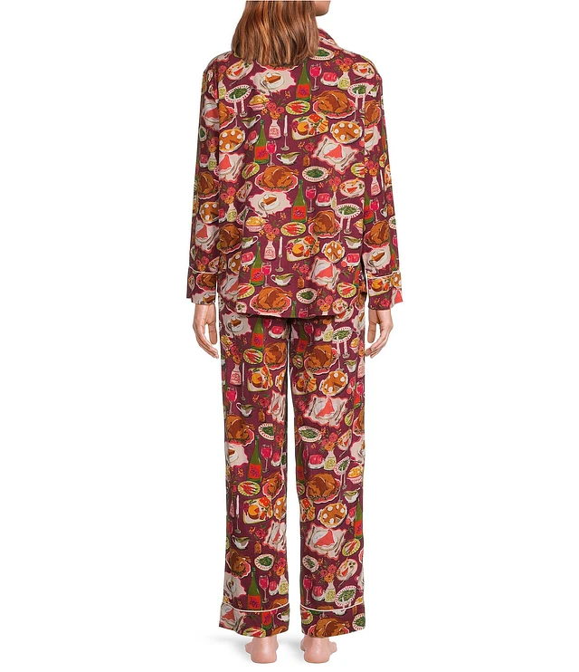 Printfresh Festive Feast Long Sleeve Notch Collar Flannel Pajama