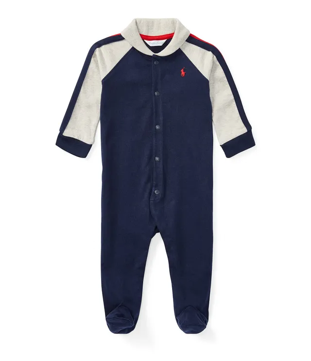 Ralph Lauren Baby Boys Newborn-9 Months Shawl Collar Footie