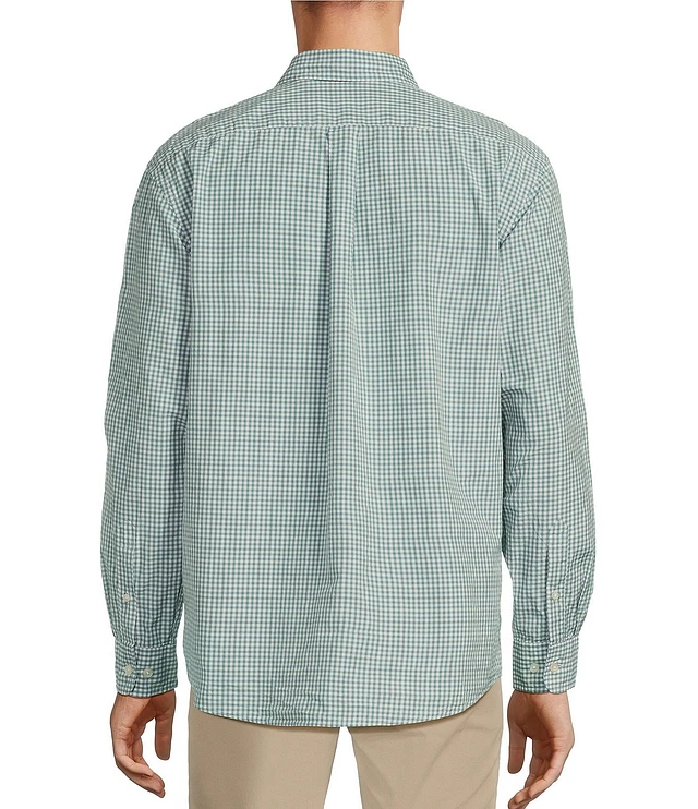 【YOURNUS】Schnee Soft Check Shirt Roundtree & Yorke Long Sleeve Micro Check Pattern Slub Sport