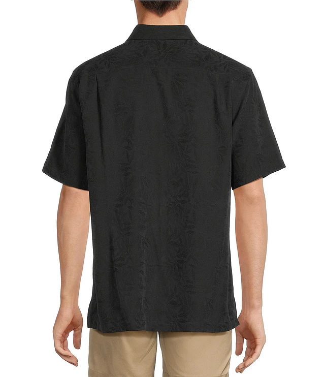 Roundtree & Yorke Short Sleeve Tonal Leaf Texture Polynosic