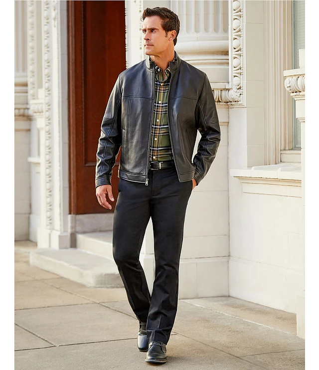 Roundtree and yorke black leather jacket outlet
