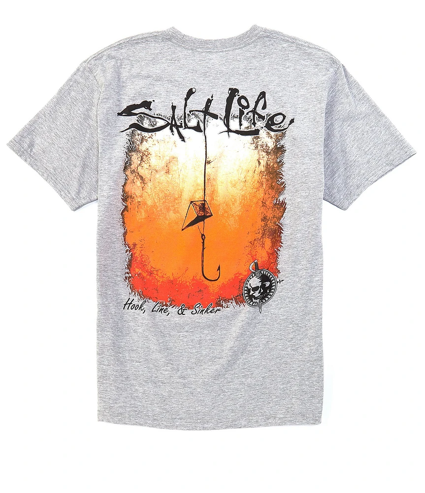 Salt Life Hook Line And Sinker Fade Short Sleeve Pocket T