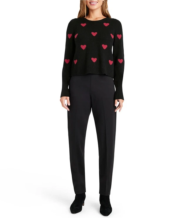 Splendid Anna Wool Blend Heart Pattern Crew Neck Long Sleeve