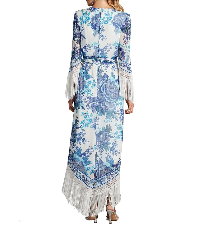新作Tadashi shoji パーティードレス Mair Floral Fringe Wrap Mair Floral Print Tassel Fringe Wrap Dress | Tadashi Shoji