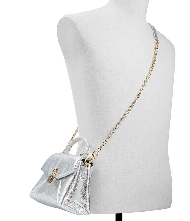 Ted Baker London Poppy Top Handle Metallic Leather Satchel