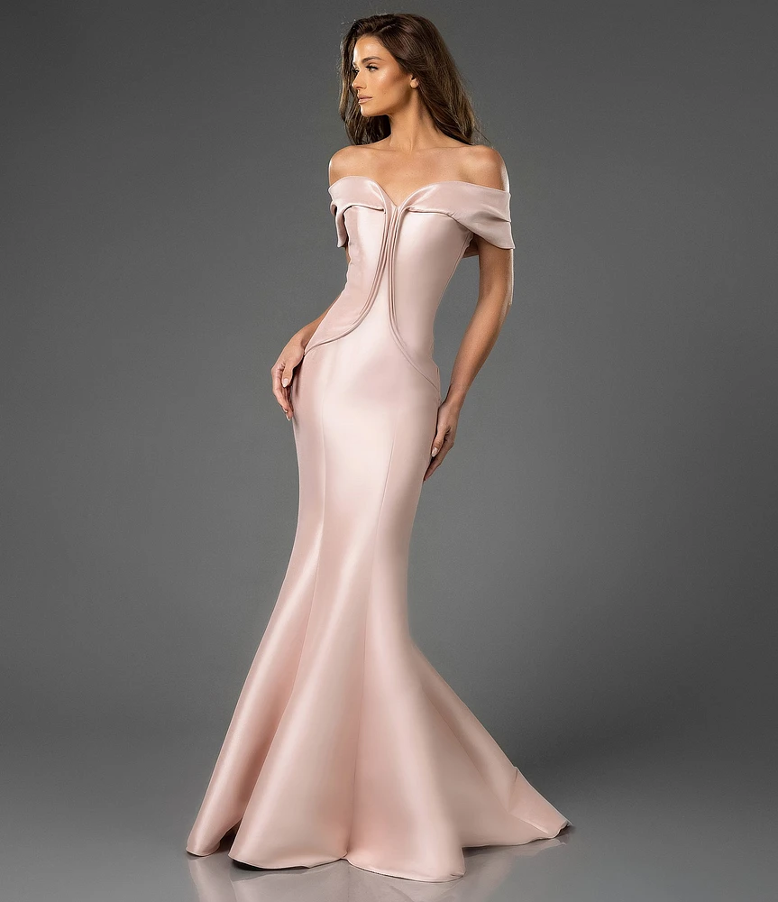 Terani Couture Sweetheart Neck 3D Ruffle Metallic Jacquard Mermaid
