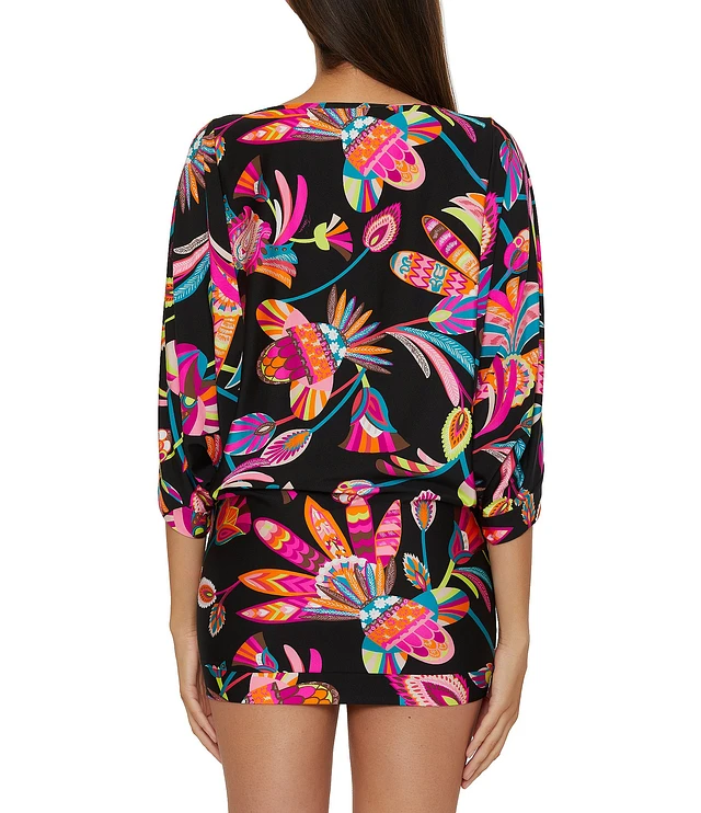 Trina Turk Luminary Printed Wrap Front Plunge Neck One Piece