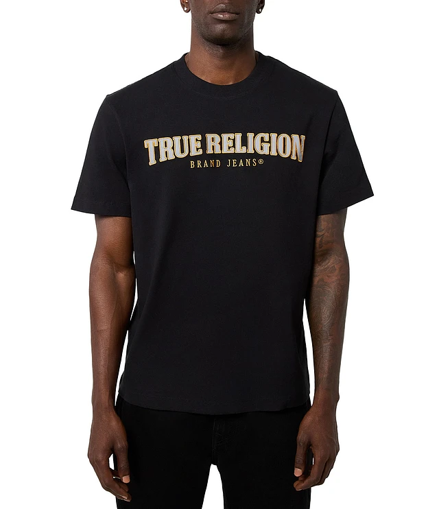 【TRUE RELIGION】ARCH LOGO SHORT SLEEVE★追跡付 True Religion Men's Arch Logo Jersey, Optic White, X-Large