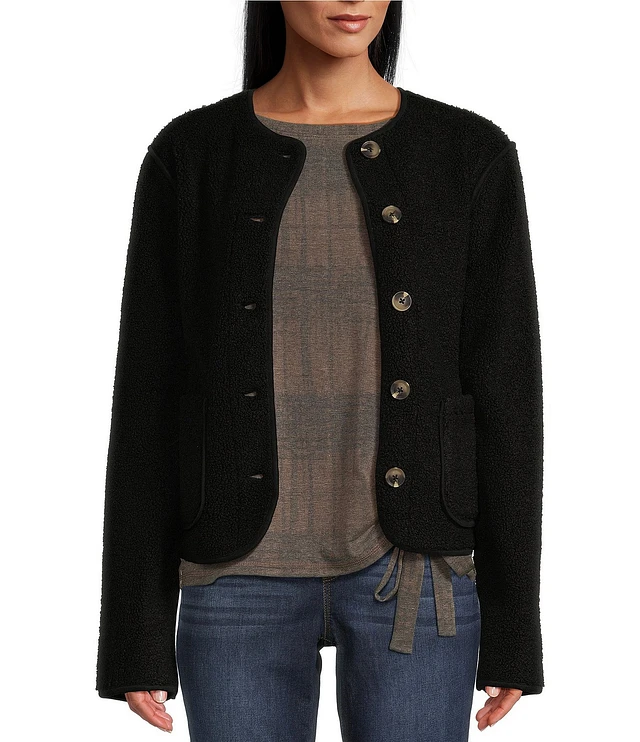 Westbound Reversible Collarless Button Front Jacket | Liberty Center