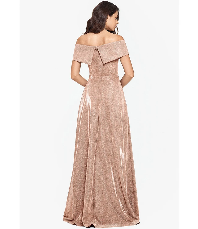 Xscape Off-the-Shoulder Short Sleeve Sweetheart Neck Thigh