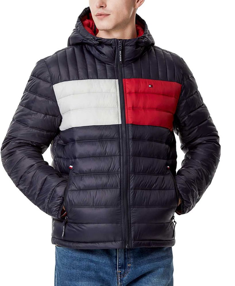 Tommy hilfiger hooded shop colorblock puffer coat