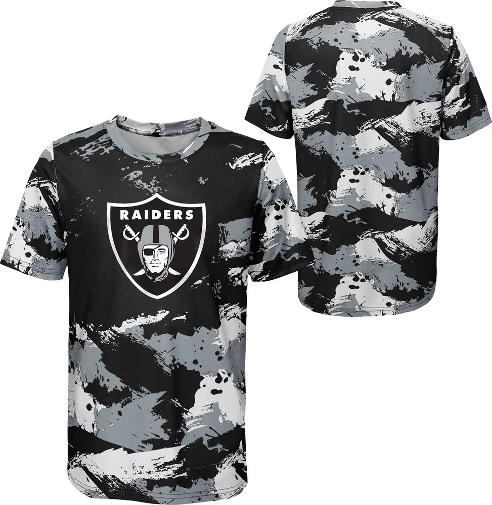 NFL Team Apparel Youth Las Vegas Raiders Cross Pattern Black T-Shirt