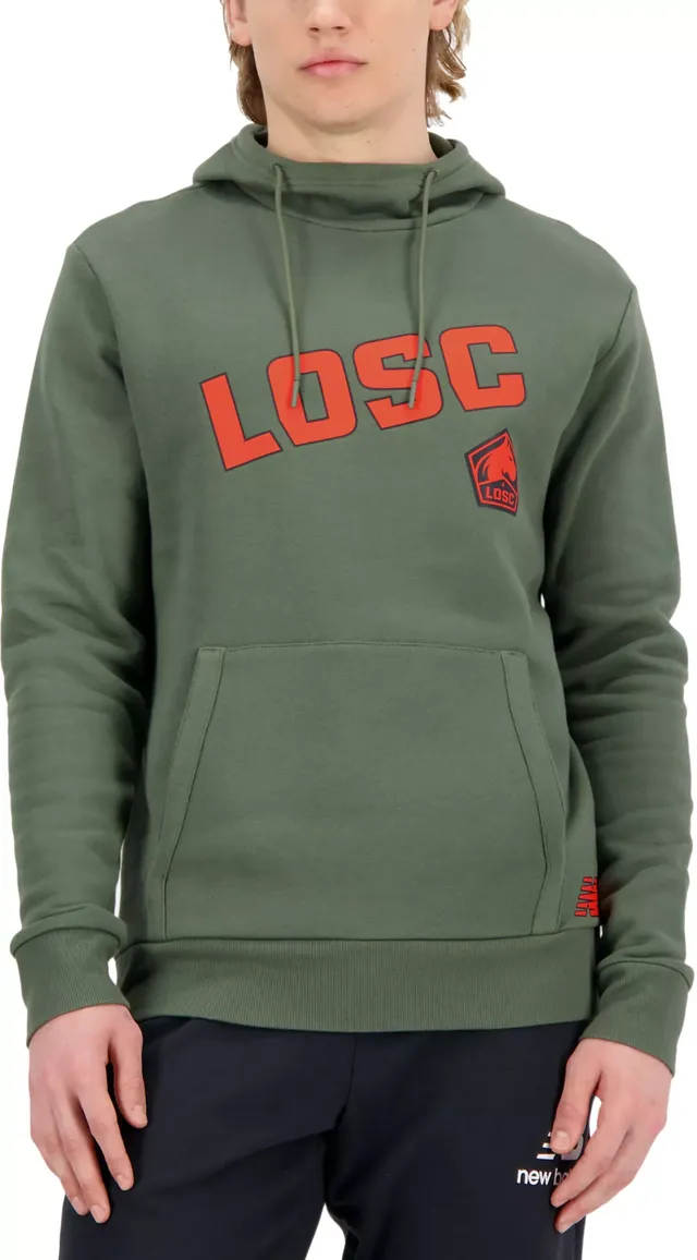 【New Balance】☆お洒落☆LOSC Lille Graphic Overhead Hoodie New balance Losc Lille Graphic Overhead hoodie Green | Dressinn