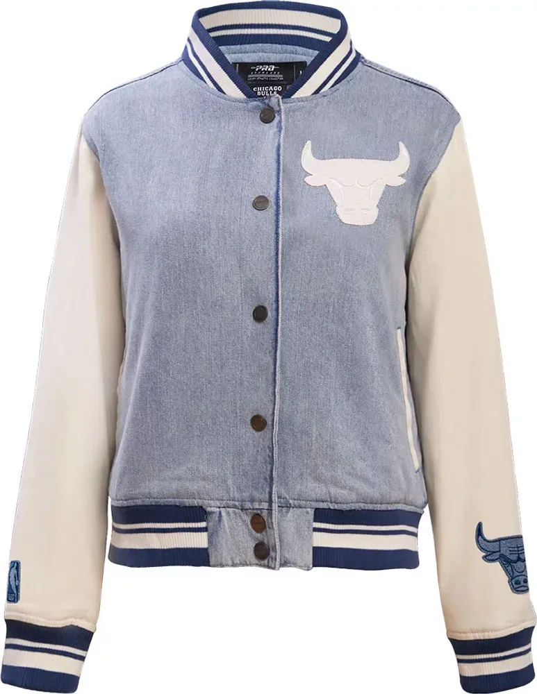 Denim varsity bomber jacket best sale