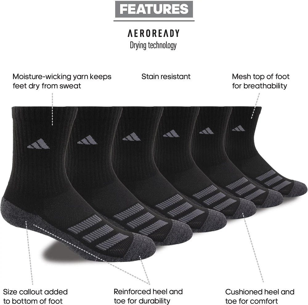 Adidas Youth Cushioned Angle Stripe Quarter Socks – 6 Pack | The 