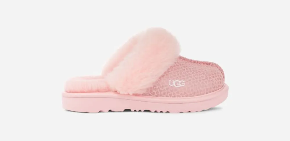 UGG Toddlers Cozy II Gel Hearts Sheepskin Slippers in Pink