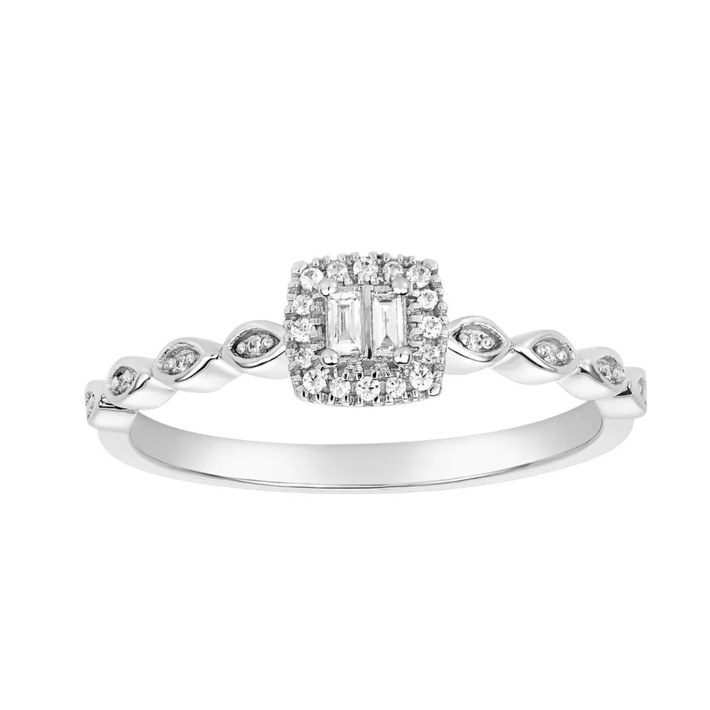 Don Roberto Jewelers 10K White Gold Emerald Shaped Promise Ring