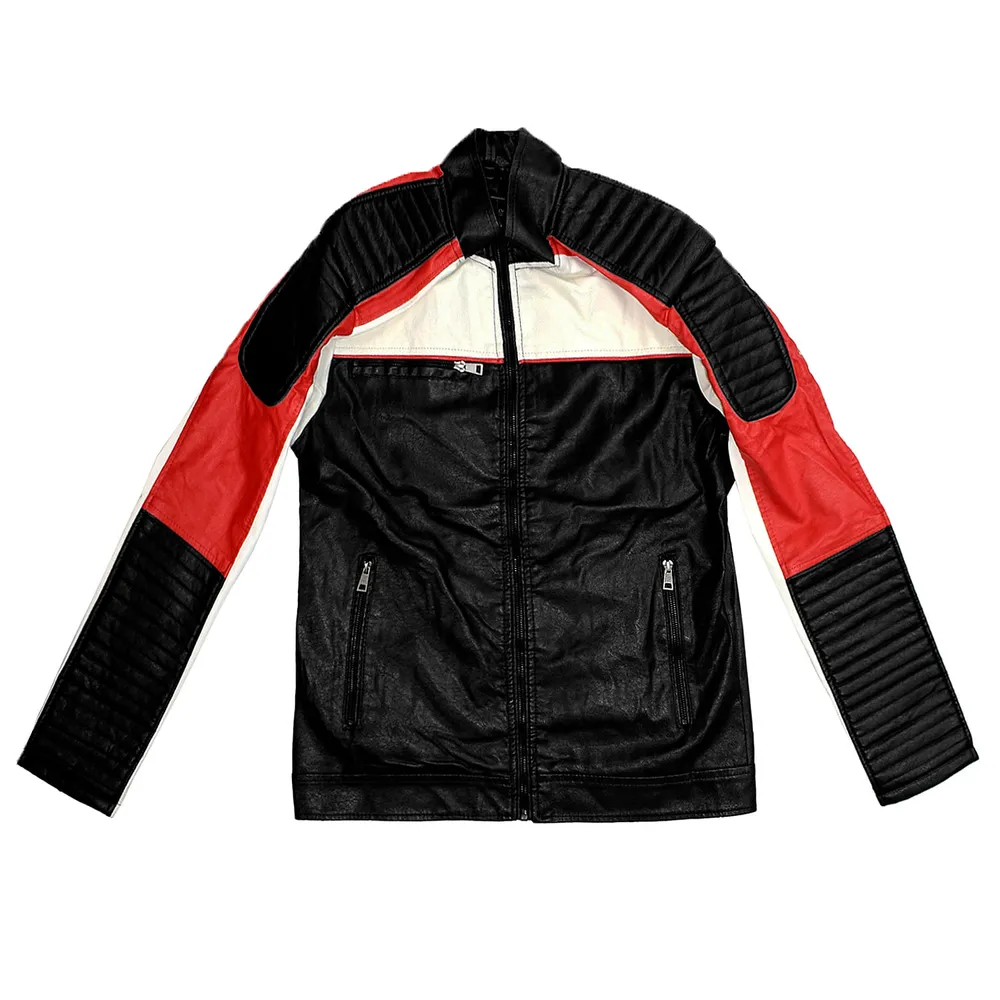 Chamarra biker blanca para hombre