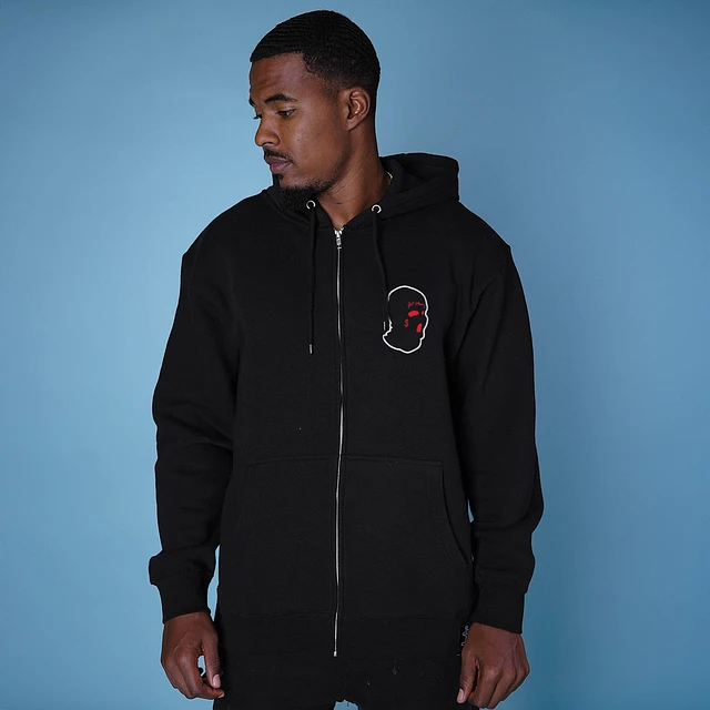 Hastamuerte Red AJ11 Get Money Mask Chenille Zip-up Hoodie - HW