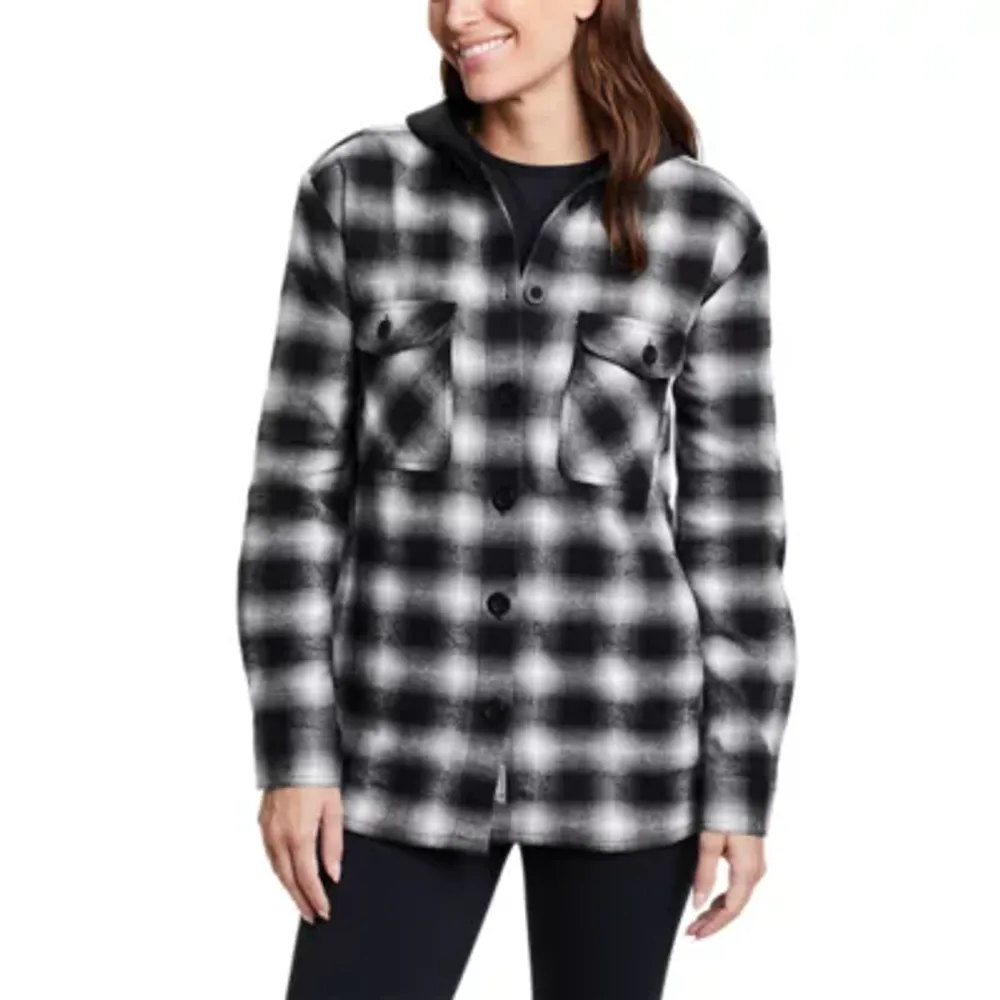 Flannel hoodie hot sale jacket women's