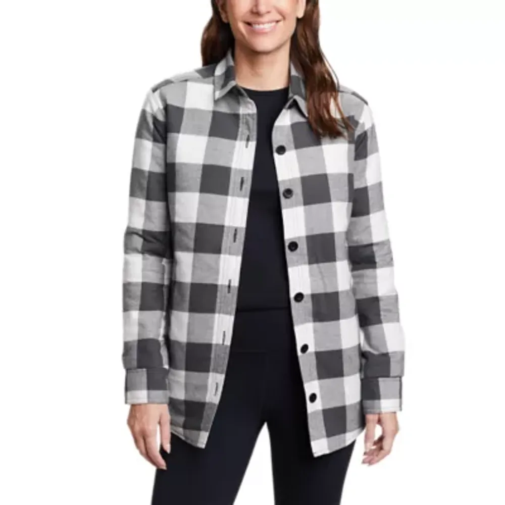 Womens quilted hot sale flannel jacket