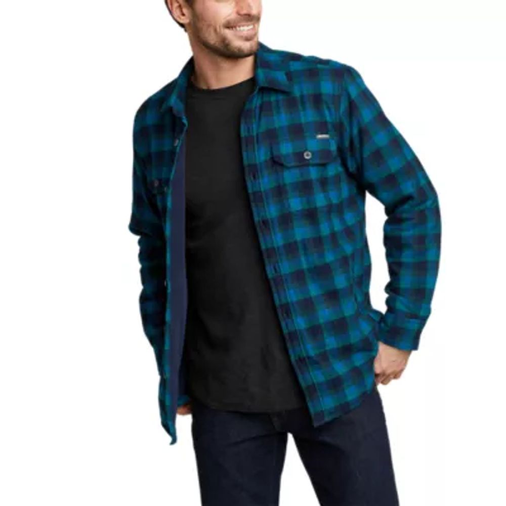 Mens flannel fleece lined on sale jacket