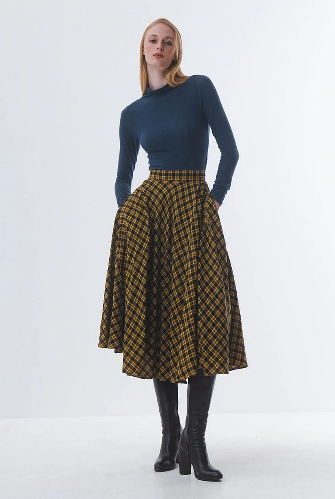 Plaid midi skirt best sale