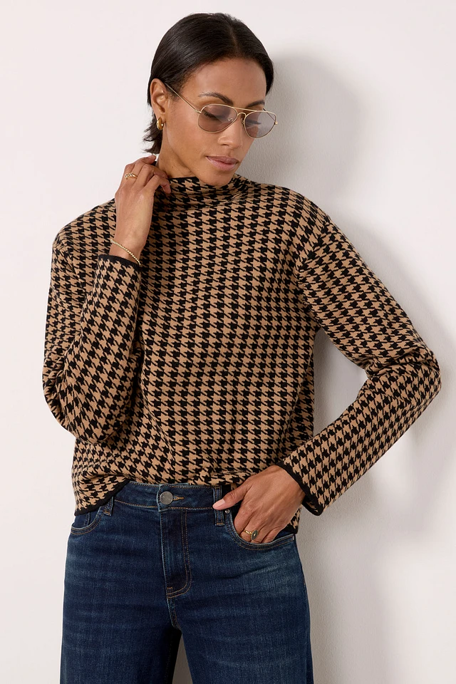 miro amurette FRILL HOUNDSTOOTH CHECK トップス
