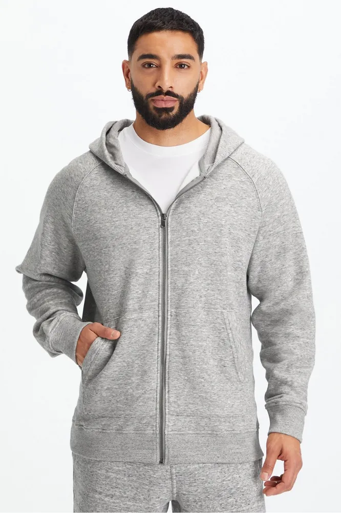 Fabletics Men The Postgame Full Zip Hoodie male Grey Heather Size