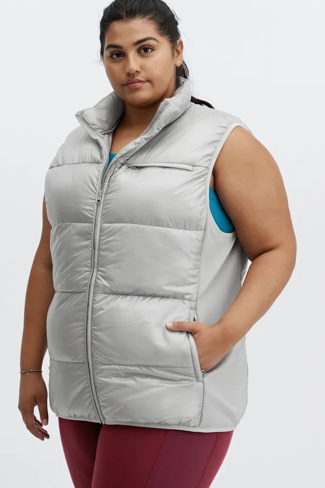 Women's plus size outlet puffer vest with hood