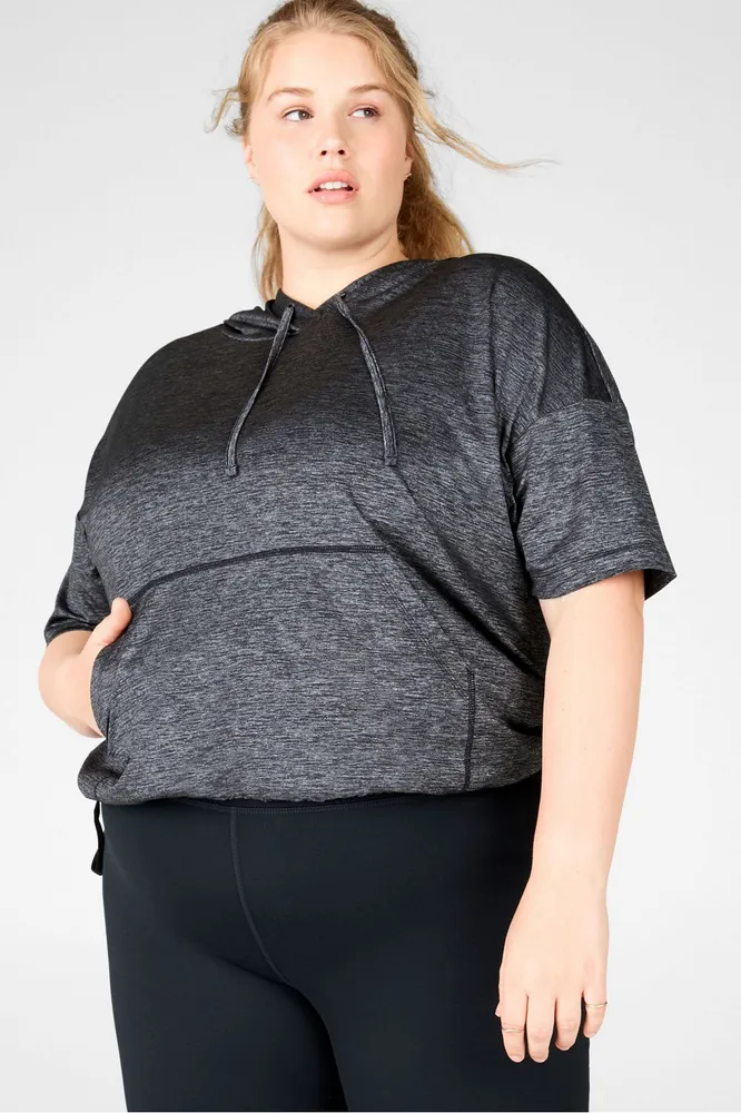 Fabletics Bea Short Sleeve Hoodie Womens black plus Size 4X The