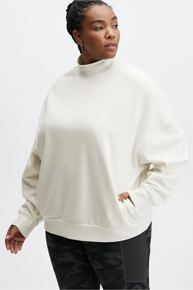 Fabletics Go To Mock Neck Sweatshirt Womens white plus Size 3X