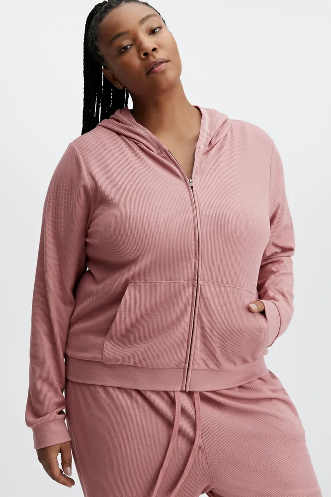 Ladies pink zip clearance hoodie